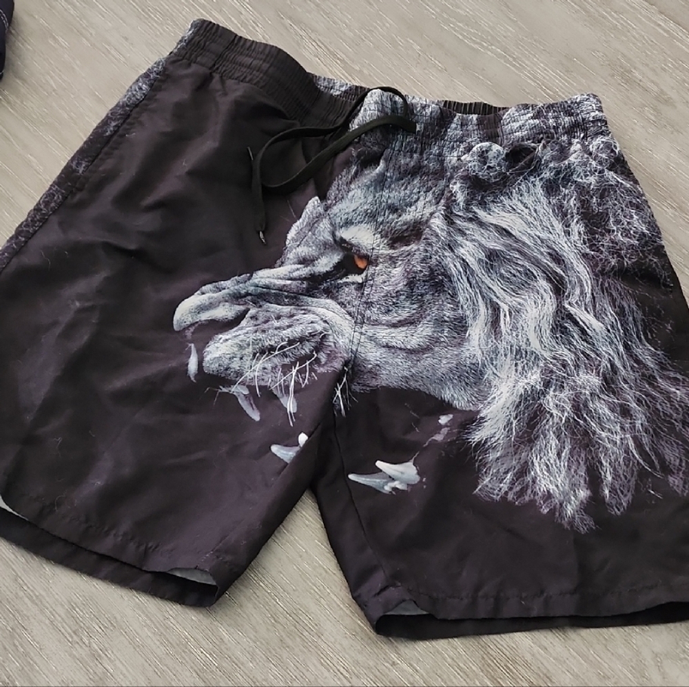 Men's Black Lion Graphic Swim Shorts